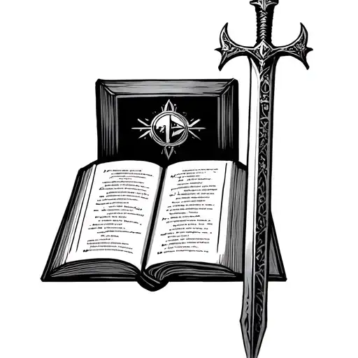 Book Open With Armor Of God And Sword