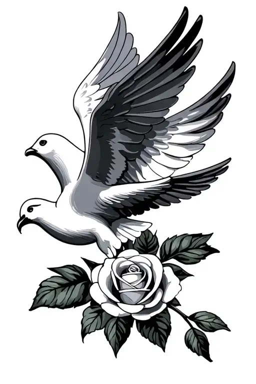 Catholic Tattoo Dove Rose