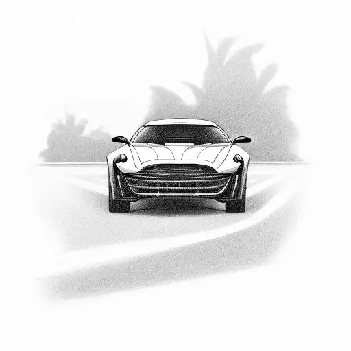 A Sleek Sports Car Driving Through A Tropical Beach