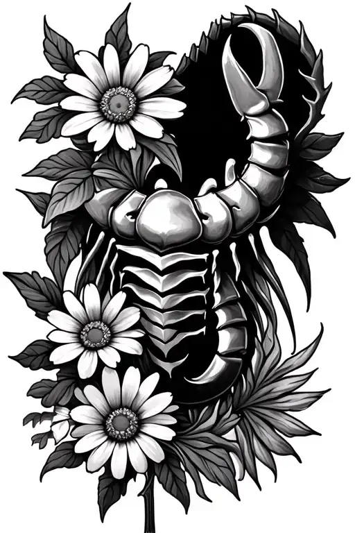 Mandala Design Featuring Scorpio Zodiac Sign And Daisy Flower
