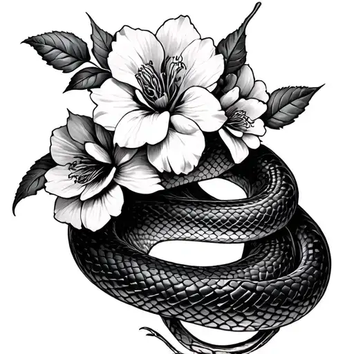 Snake Coiled Flowers Wrapped 12-4 Roman Numerals