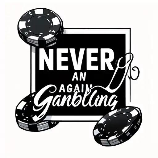 Never Again Gambling Minimalist Tattoo Design