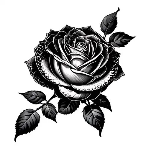 Snake Coming Out Of A Rose