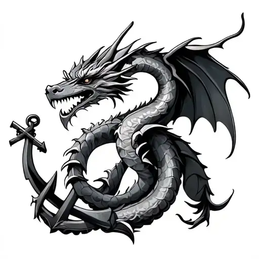 Dragon And Anchor Intertwined