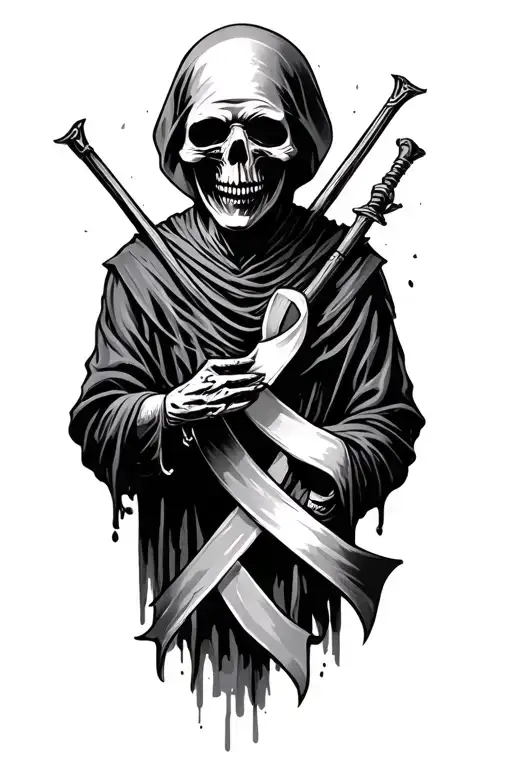 Colon Cancer Ribbon And Grim Reaper