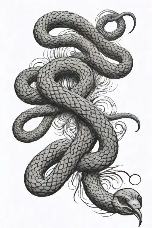 A Long Snake Wriggles Around The Leg