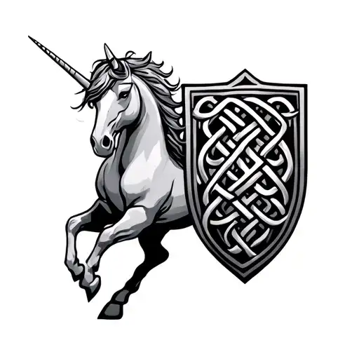 Unicorn With Shield Celtic Knot