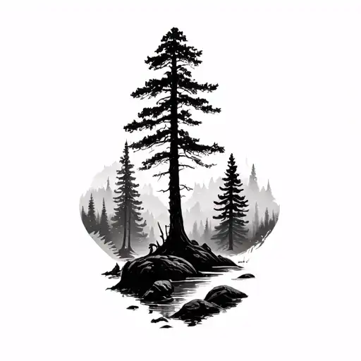 Faded Dense Forest Landscape