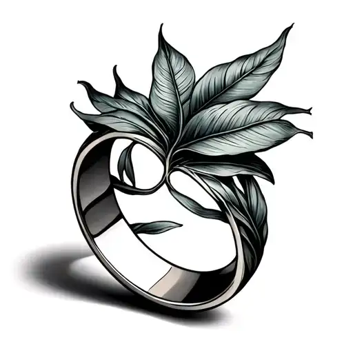 Ring Tattoo With Banana Leaves