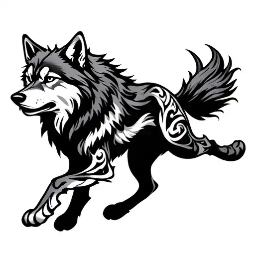 Tribal Wolf Running