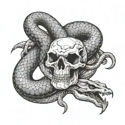 Snake With Snake Skull Around Leg