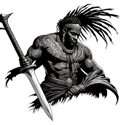 African Warrior With Sword