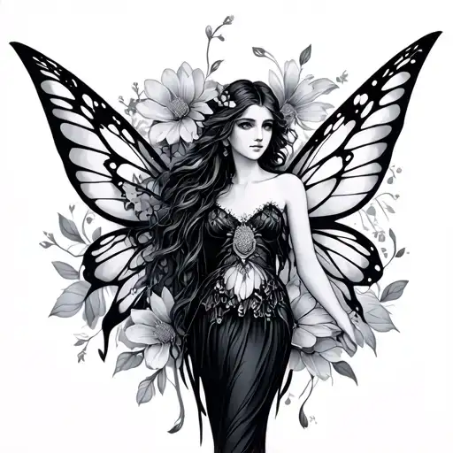 Beautiful Fairy With Flower Background