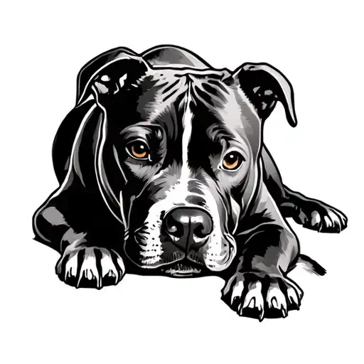 Simple Outline Of A Pitbull Laying Down