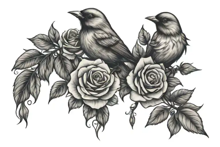 Masc Roses Bird Sitting