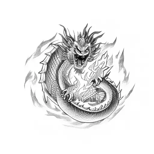 Chinesse Dragon Creating Ball With Fire
