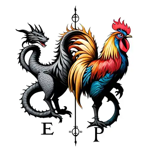 Dragon A Dog And Rooster Zodiacs With The Initials E And D And P