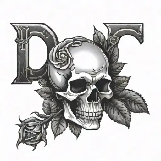 Skull And Rose With Letter J