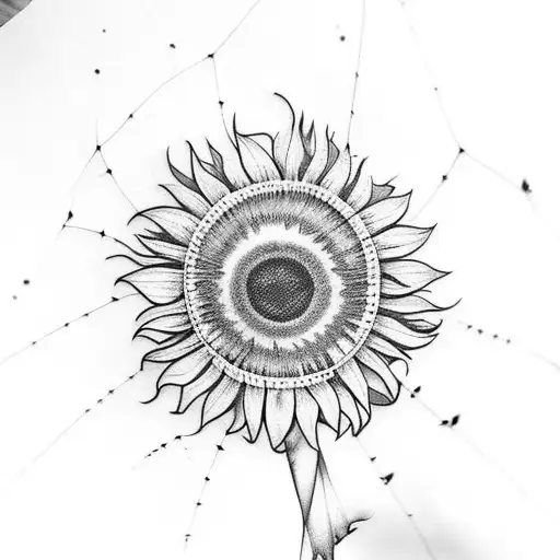 Sunflowers With Spider Webs