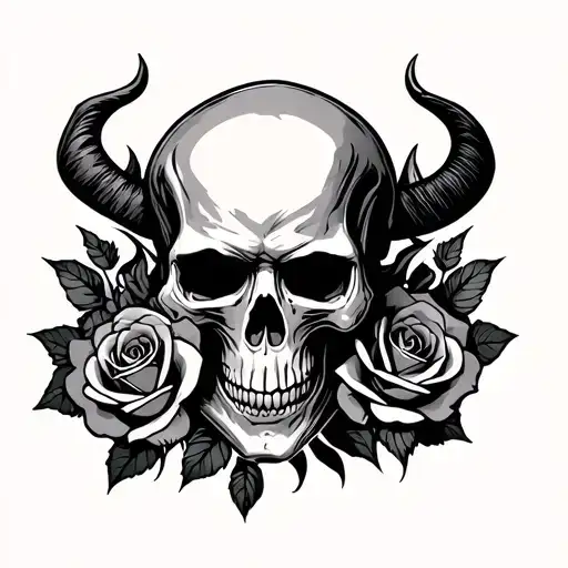 Demon Skull And Roses