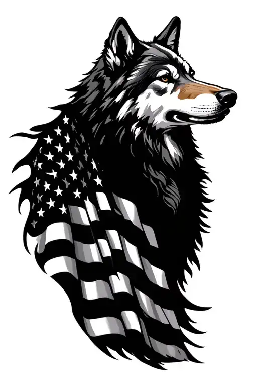 Wolf American Flag