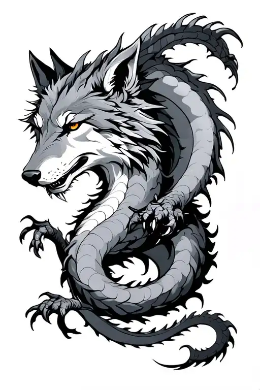 Wolf And Dragon Coiled