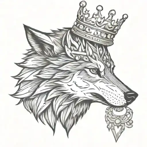 Wolf Face And Crown With Diamonds