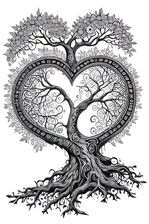 Mandala Henna Style Heart Labrynth Tree Growing