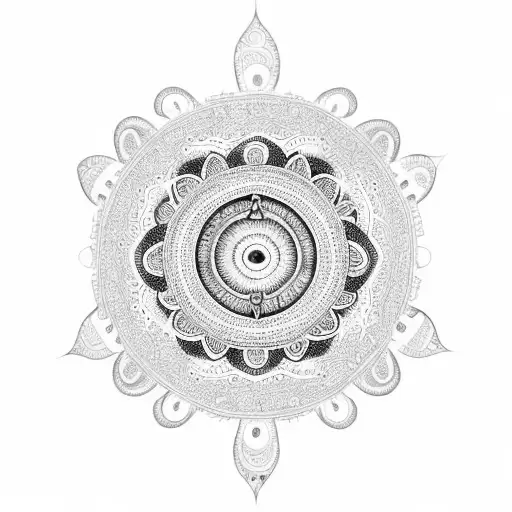A Detailed Mandala Design With Hindu Deities