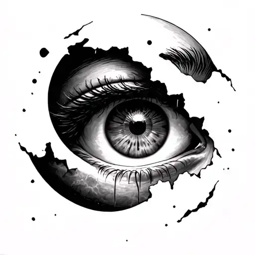 Eyes And A Moon With Some Rips Tearing