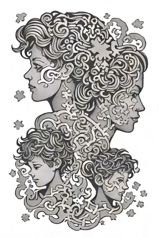 Parent 2 Children Silhouette Jigsaw Pieces