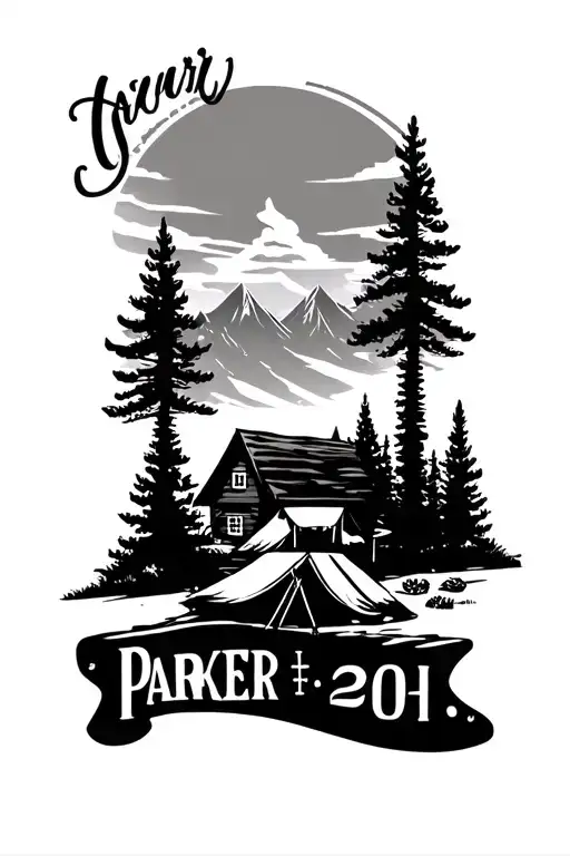 Name Of Parker With Date Of Birth And Campsite Scene