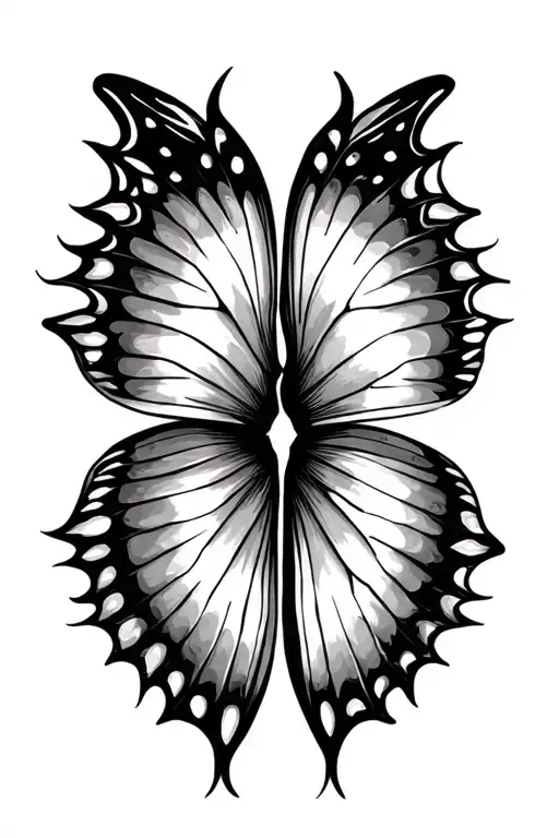 2 Halves Of A Butterfly With A Space In The Middle