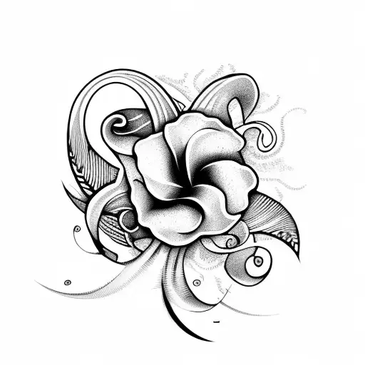 Tropical Flowers With Ocean Waves