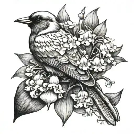 Lilly Of The Valley With Bird Holding