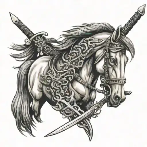 Horse Head With Swords Crossing