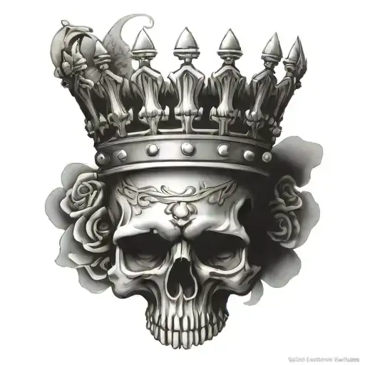 Skull With Mouth Open Wearing A Crown Of Jewels