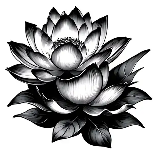 Conch Shell And Lotus Flower Blooming