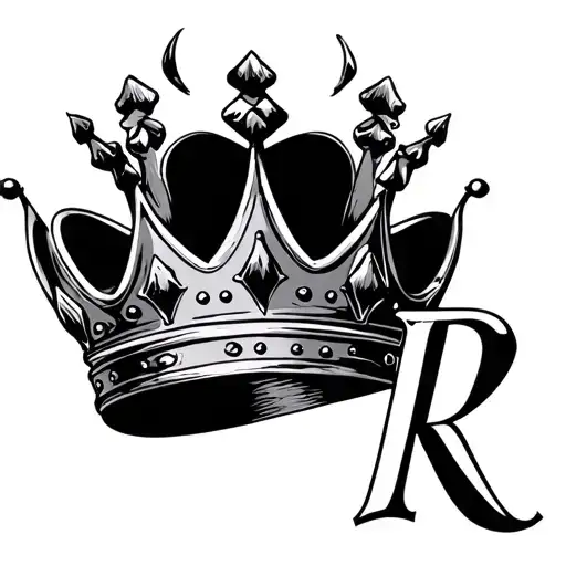 King Crown With Letter R Below