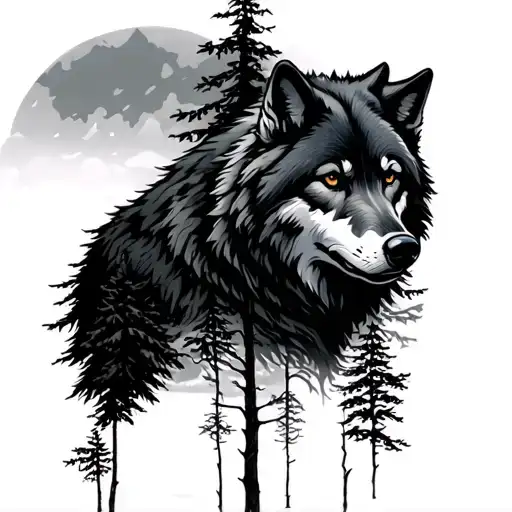 Trees With Wolf