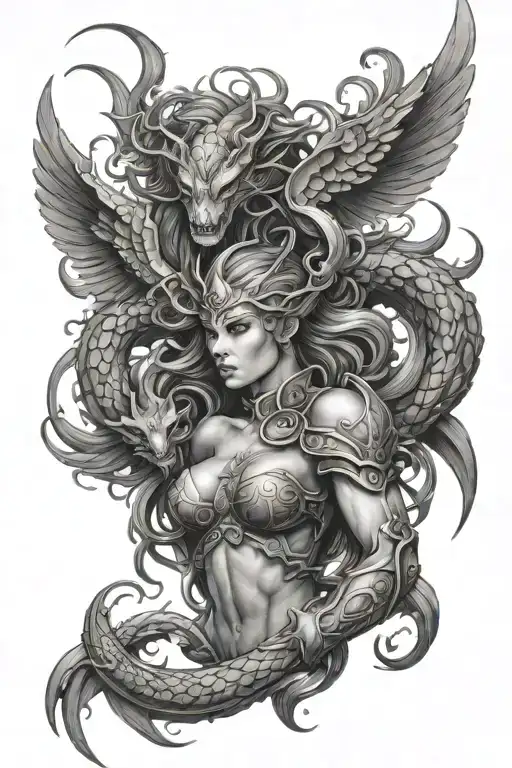 Hydra Battling Valkyrie