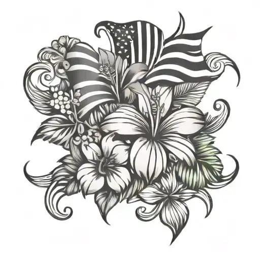 American Flag 2D Hawaiin Flower Money Symbols Incorporated