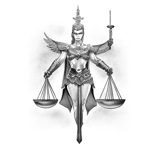 Scales Of Justice With Valkyrie Holding Them