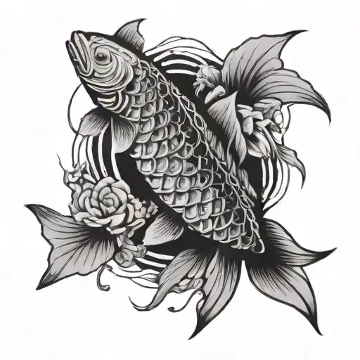 Meat Cuts Arranged To Create A Koi Fish Silhouette