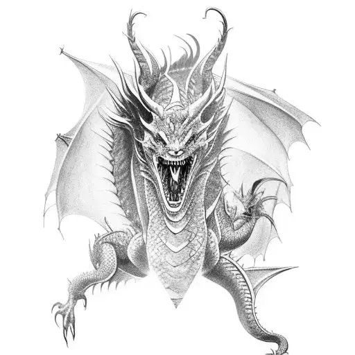 Design A Tattoo Depicting A Dragon Battling Against A Mythological God