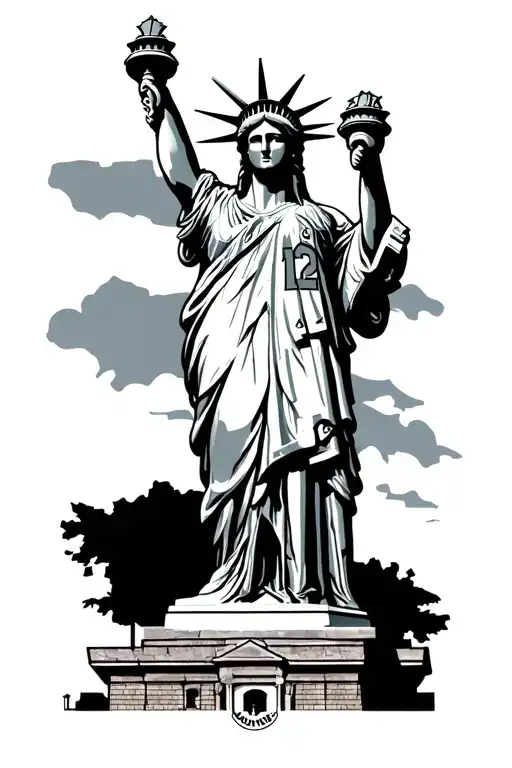 Statue Of Liberty Wearing A New England Patriots 12 Jersey
