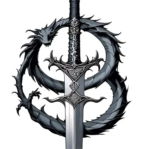 Sword With Dragon Going Around The Sword And The Name Conner Inside The Sword