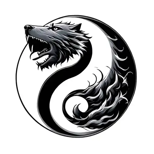 Ying Yang Wolf Howling