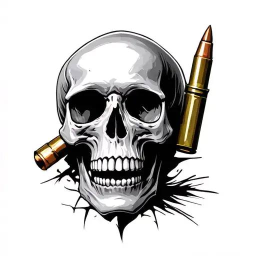 Skull With Bullet In The Middle Of Head