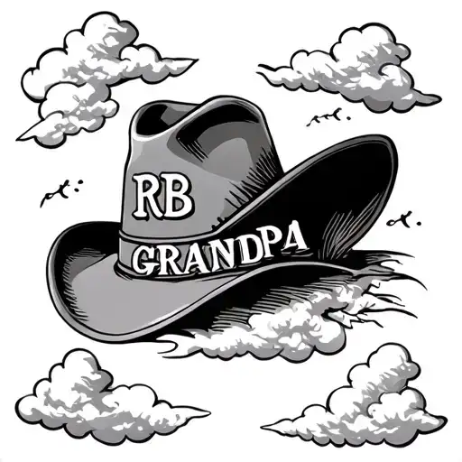 Cowboy Hat With Rb Initials That Says Grandpa With Clouds